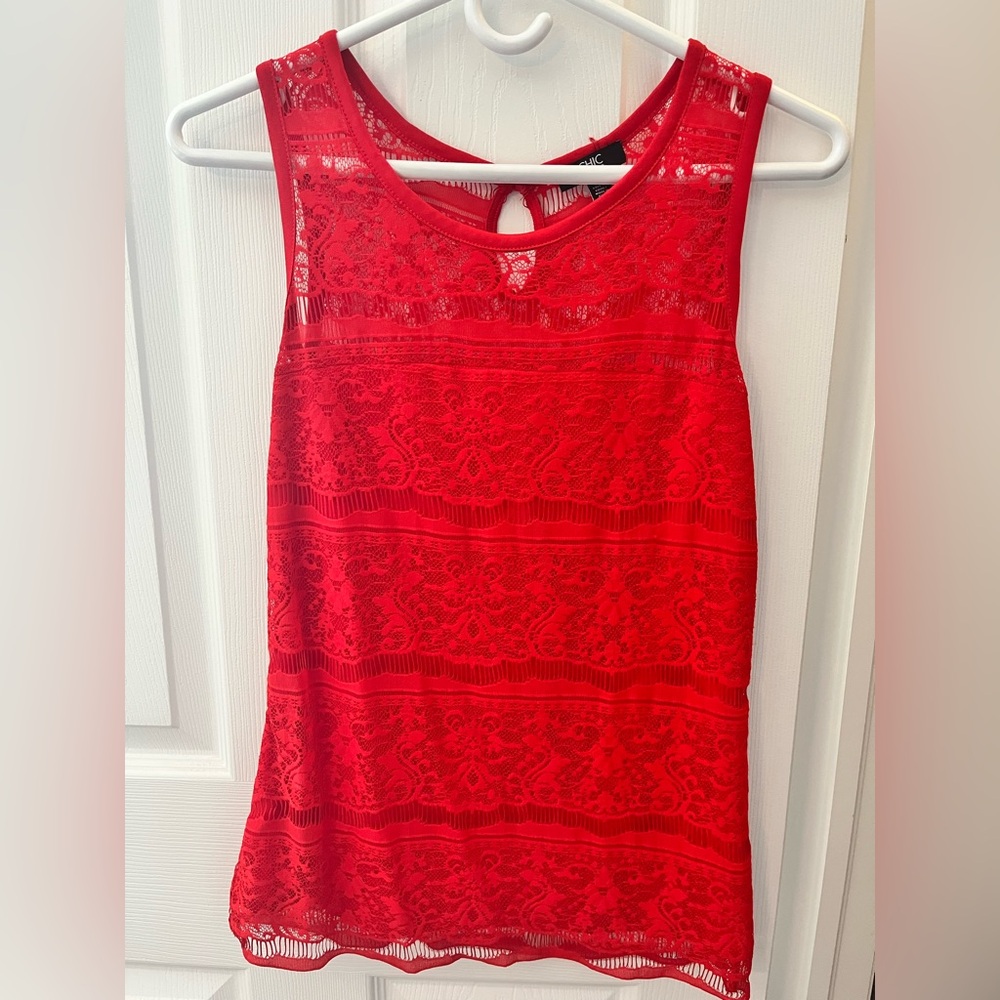 Chic by Jacob Red Lace Sleeveless Camisole